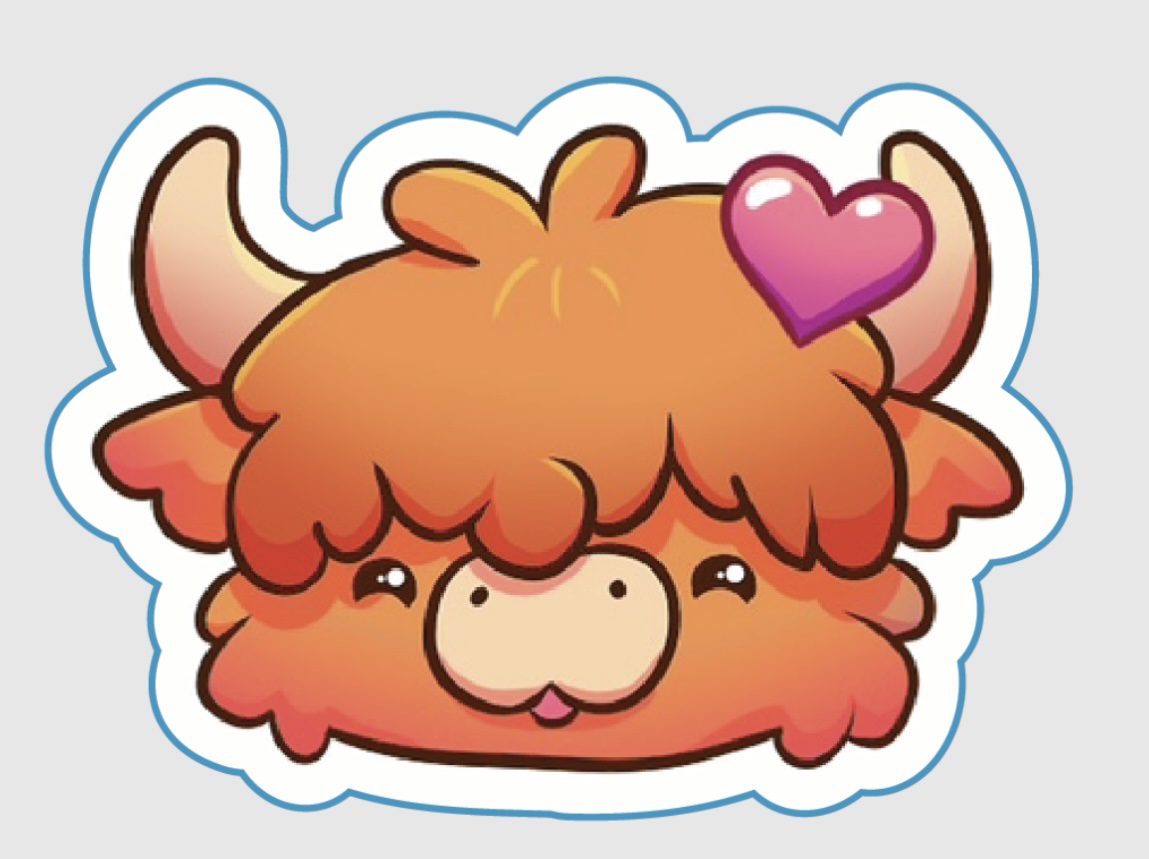 Highland Cow Heart Sticker